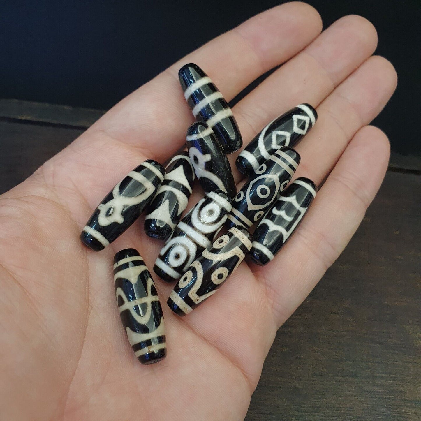 批量 10 顆西藏中國尼泊爾喜馬拉雅瑪瑙眼睛珠天珠護身符珠