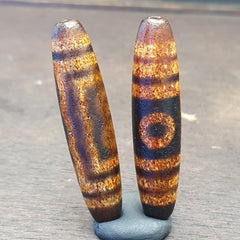 2 pcs Tibetan Chinese Nepalese Himalayan Agate eyes Bead Dzi Amulet Beads