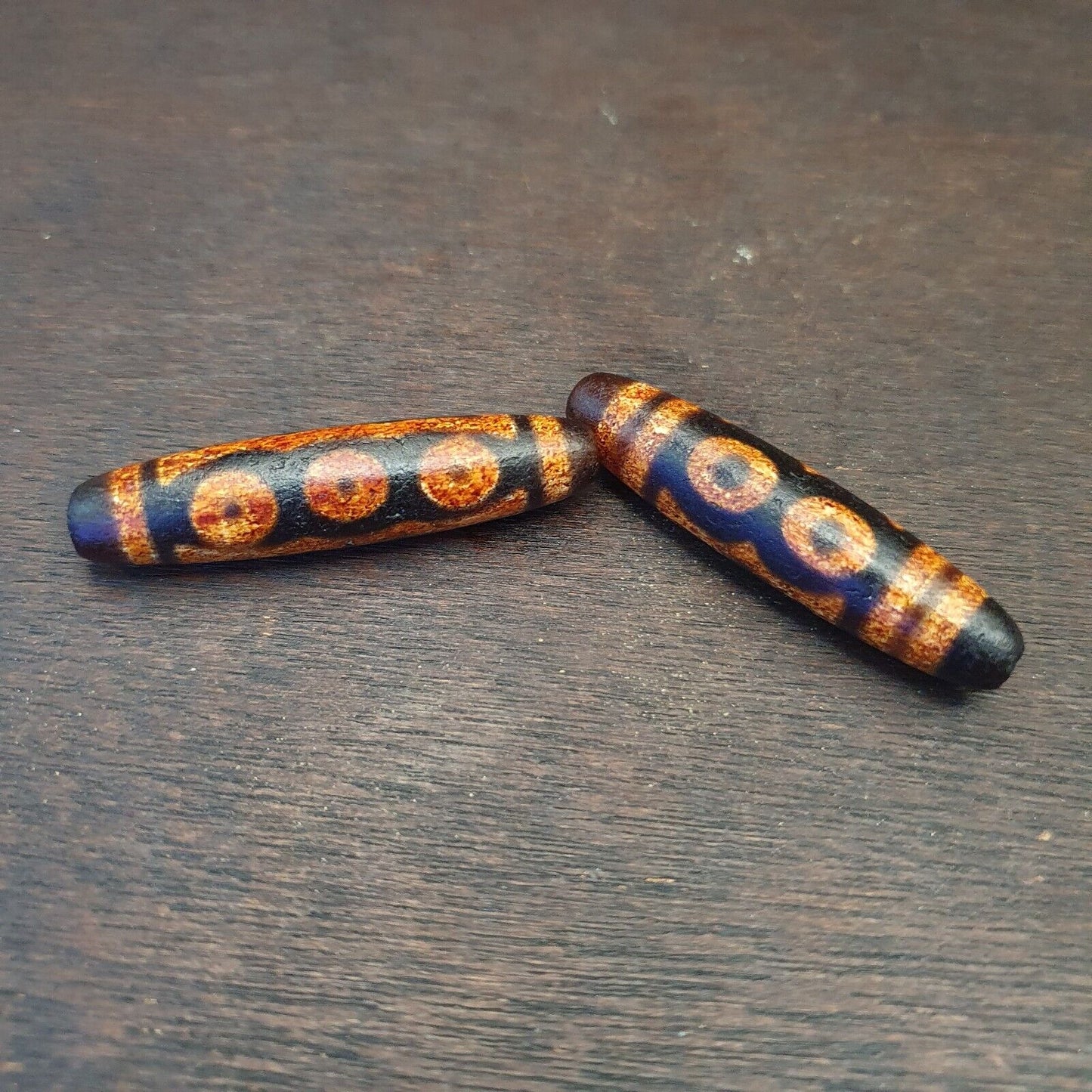 2 顆西藏中國尼泊爾喜馬拉雅瑪瑙眼睛珠天珠護身符珠