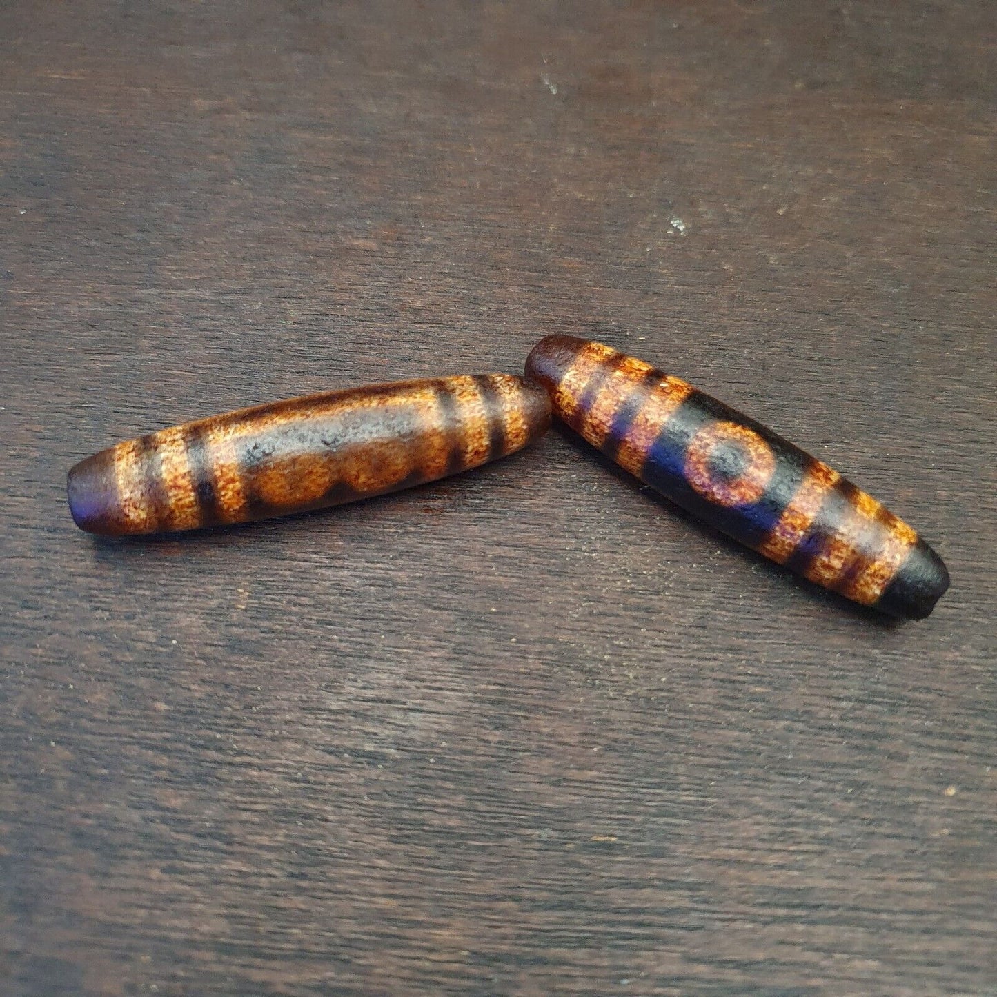 2 顆西藏中國尼泊爾喜馬拉雅瑪瑙眼睛珠天珠護身符珠