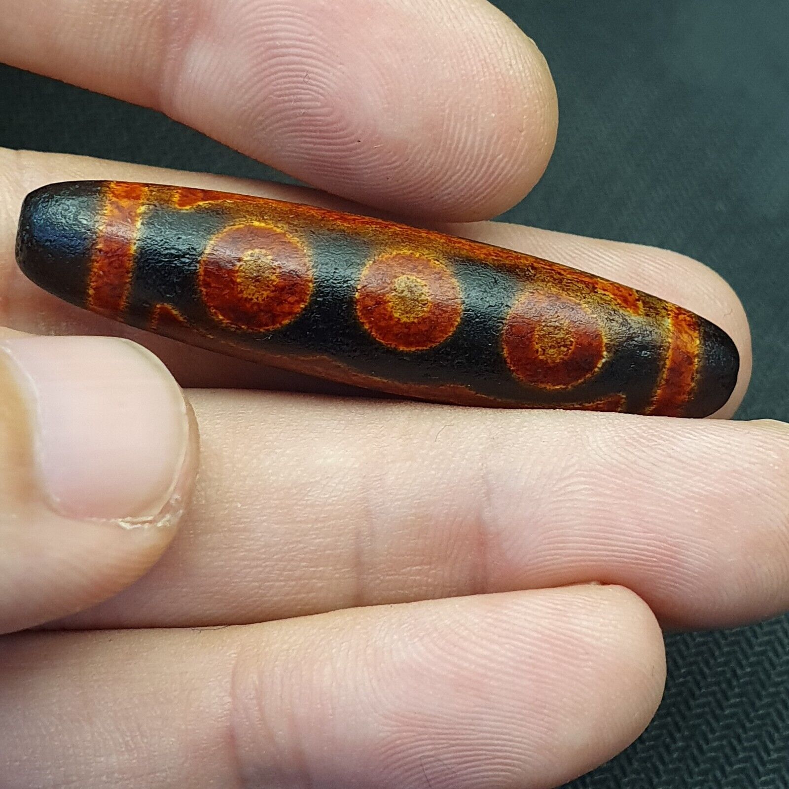 Tibetan 5 eyes dzi bead old amulet pure rare Pattern Tibet SIX eyed gzi pendant