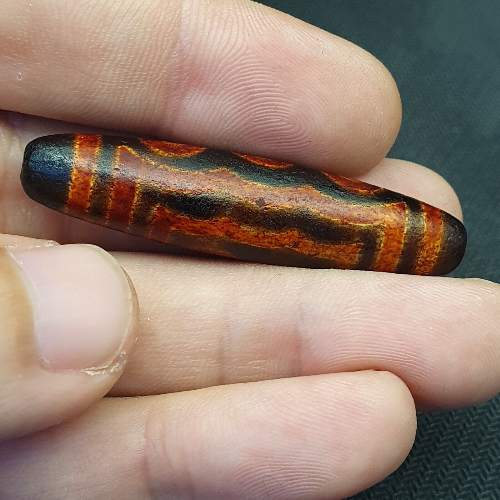 Tibetan 5 eyes dzi bead old amulet pure rare Pattern Tibet SIX eyed gzi pendant