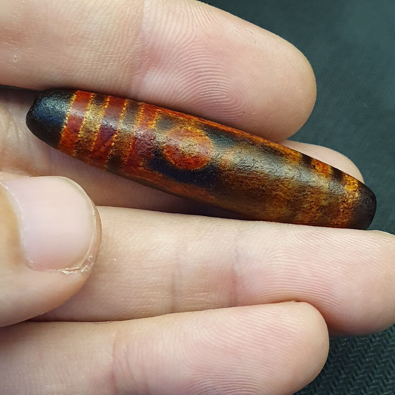 Tibetan 5 eyes dzi bead old amulet pure rare Pattern Tibet SIX eyed gzi pendant