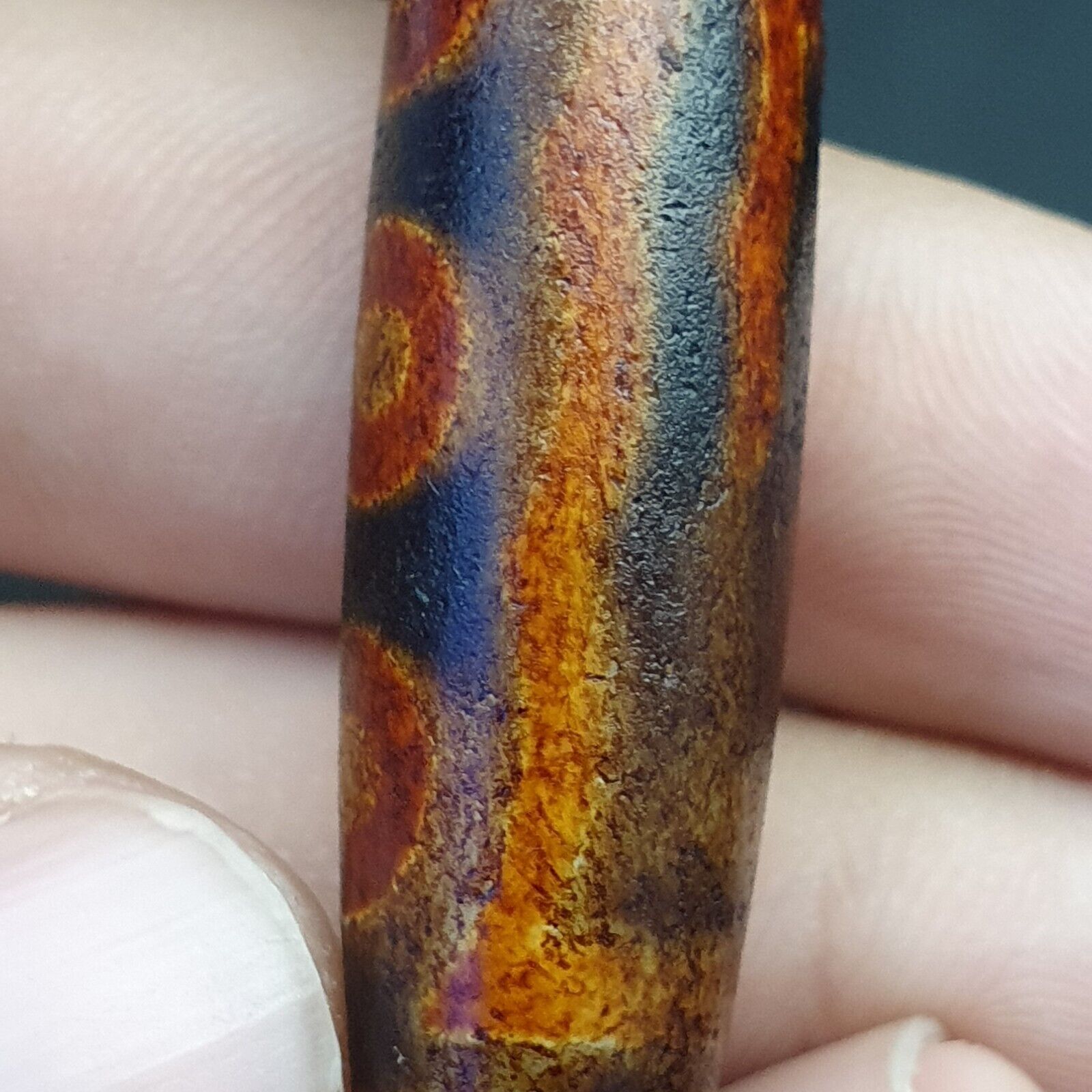 Tibetan 5 eyes dzi bead old amulet pure rare Pattern Tibet SIX eyed gzi pendant
