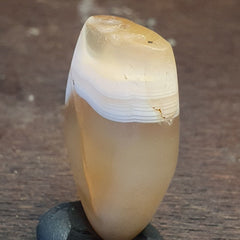Antique Ancient INDO Tibetan White Agate stone Bead Pendent Amulet  #1555