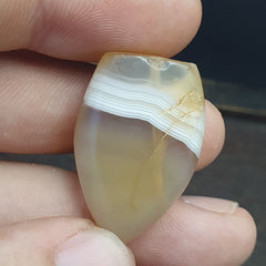 Antique Ancient INDO Tibetan White Agate stone Bead Pendent Amulet  #1555