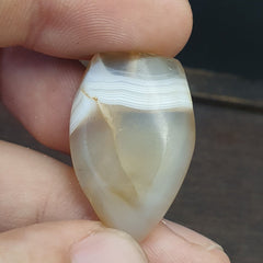 Antique Ancient INDO Tibetan White Agate stone Bead Pendent Amulet  #1555
