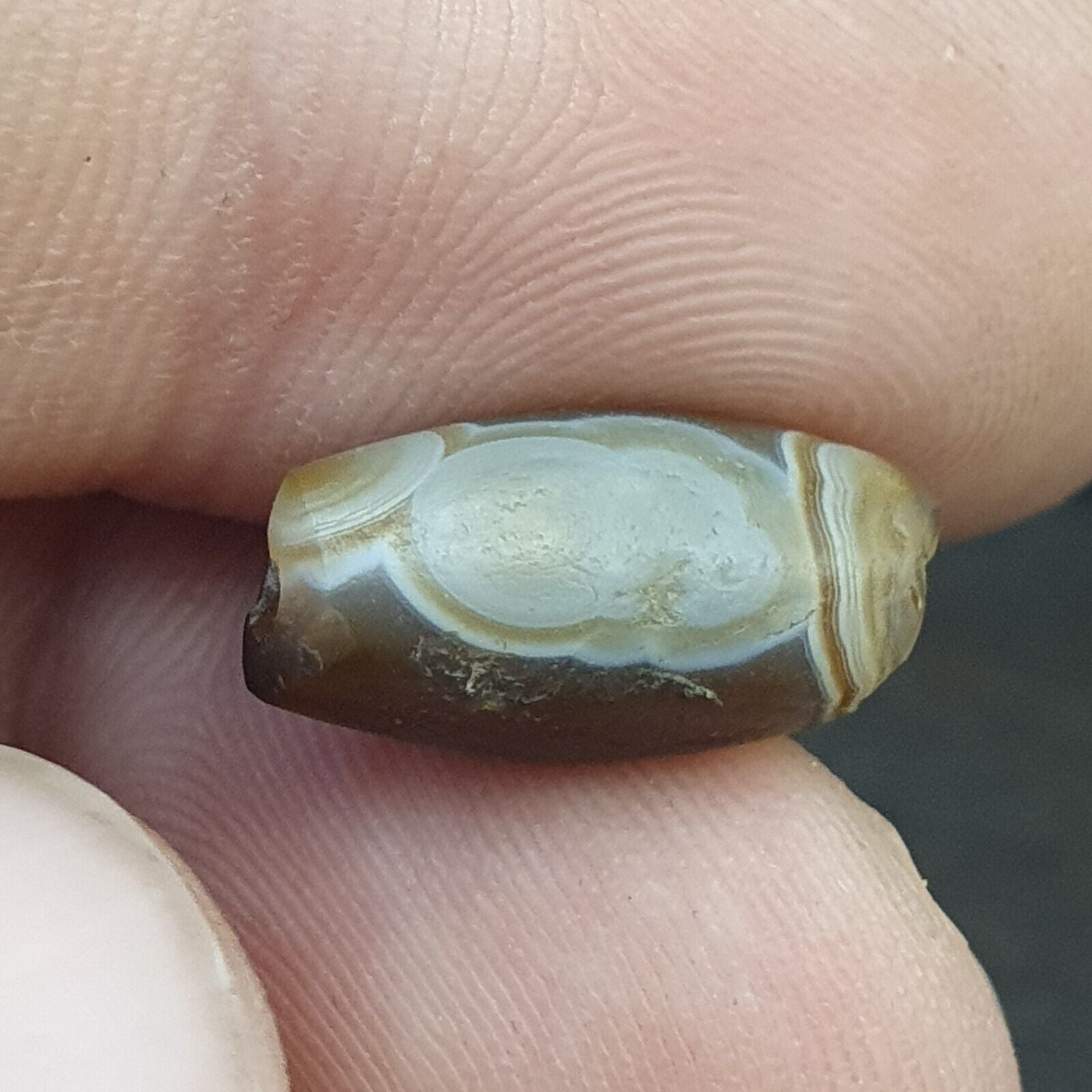 Wonderfully 2 old Antique Himalayan Indo Tibetan Eyes Dzi Amulet Bead 1000+ year