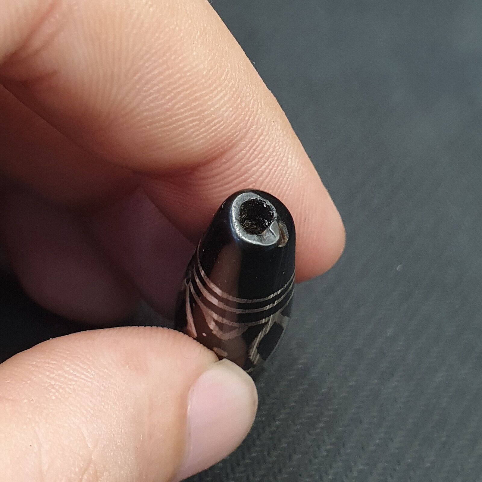 HIMALAYAN Indo Tibetan Central Asian Etched Agate beads Decorated bead BD ET 13