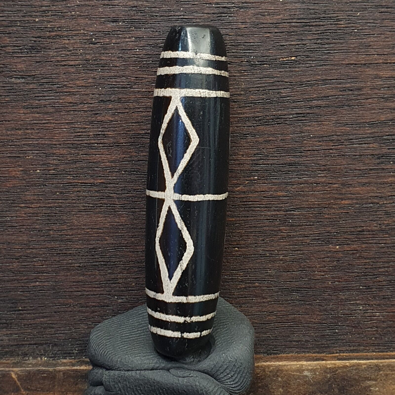 HIMALAYAN Indo Tibetan Central Asian Etched Agate beads Decorated bead BD ET 14