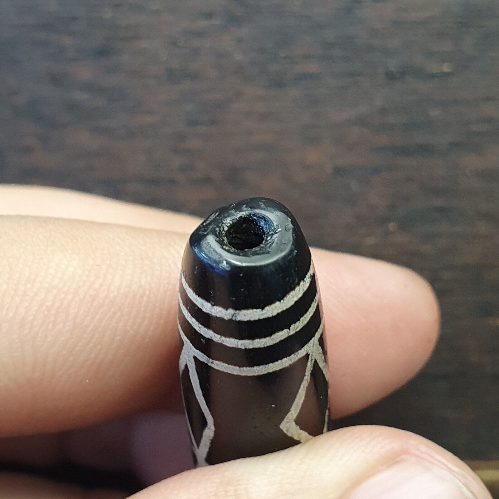 HIMALAYAN Indo Tibetan Central Asian Etched Agate beads Decorated bead BD ET 14