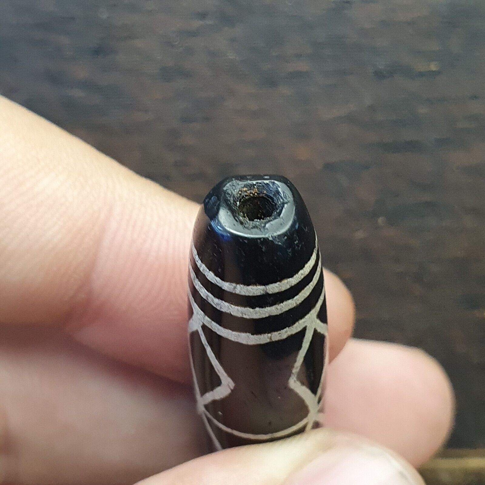 HIMALAYAN Indo Tibetan Central Asian Etched Agate beads Decorated bead BD ET 14