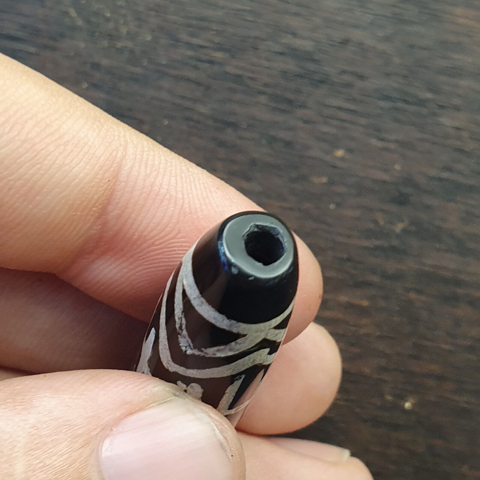 HIMALAYAN Indo Tibetan Central Asian Etched Agate beads Decorated bead BD ET 20