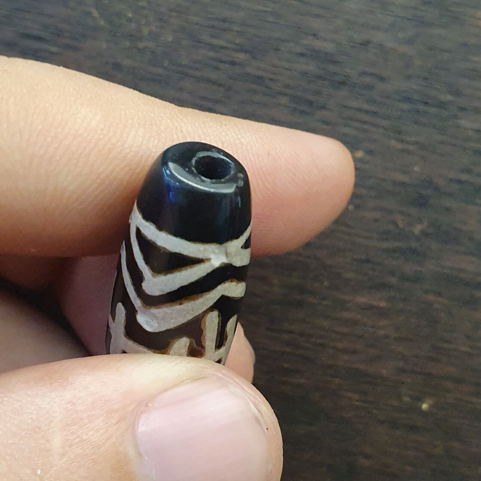 HIMALAYAN Indo Tibetan Central Asian Etched Agate beads Decorated bead BD ET 20