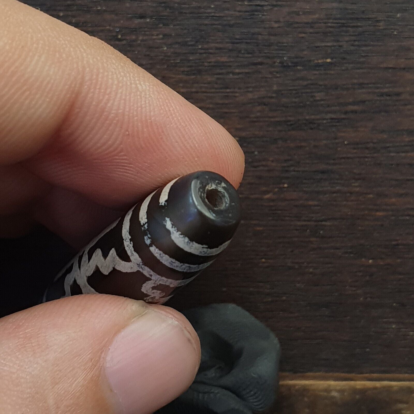 HIMALAYAN Indo Tibetan Central Asian Etched Agate beads Decorated bead BD ET 15