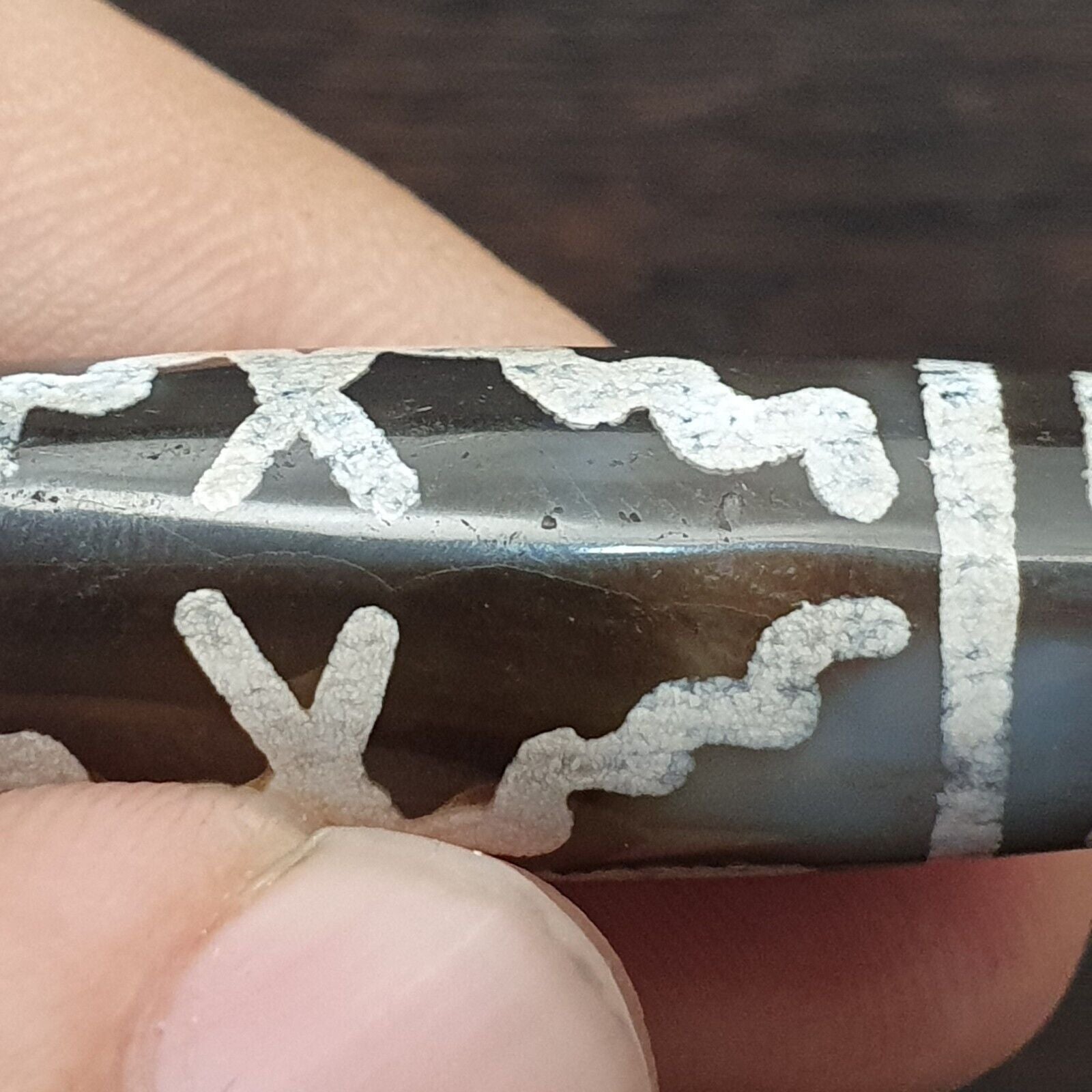 HIMALAYAN Indo Tibetan Central Asian Etched Agate beads Decorated bead BD ET 15