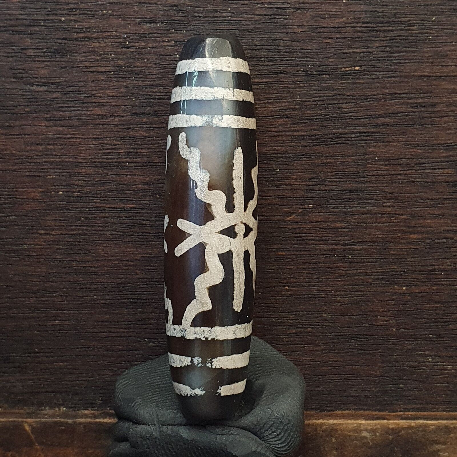 HIMALAYAN Indo Tibetan Central Asian Etched Agate beads Decorated bead BD ET 15