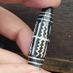 HIMALAYAN Indo Tibetan Central Asian Etched Agate beads Decorated bead BD ET 19