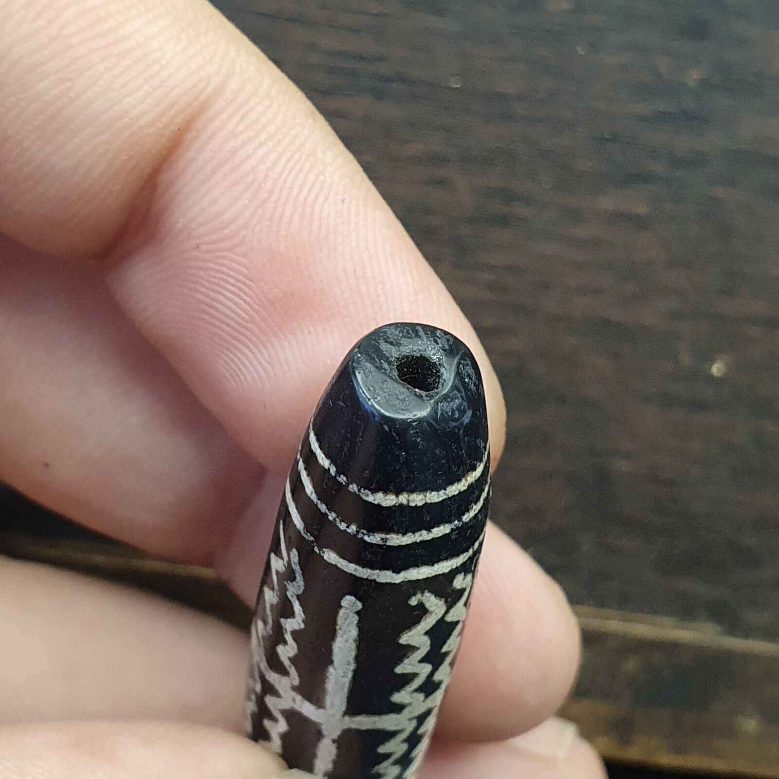 HIMALAYAN Indo Tibetan Central Asian Etched Agate beads Decorated bead BD ET 19