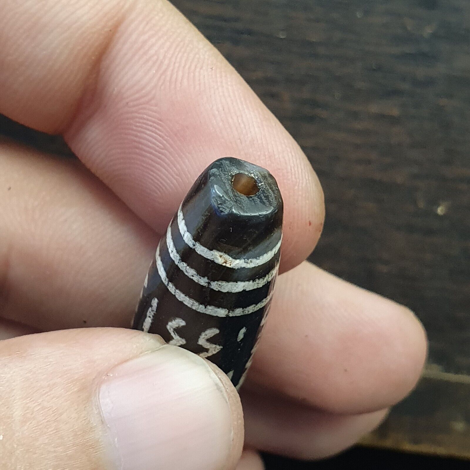 HIMALAYAN Indo Tibetan Central Asian Etched Agate beads Decorated bead BD ET 19