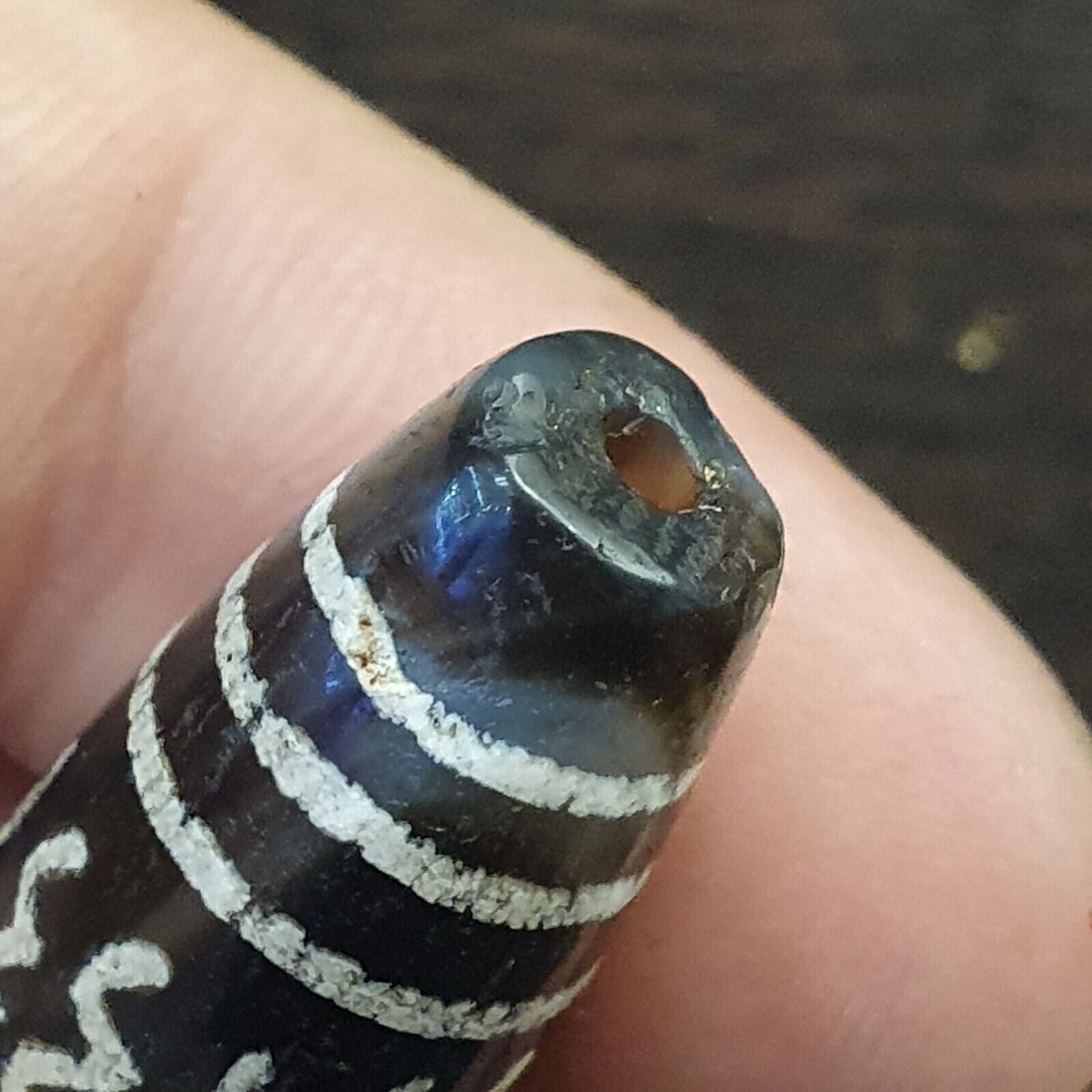 HIMALAYAN Indo Tibetan Central Asian Etched Agate beads Decorated bead BD ET 19