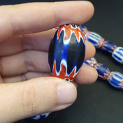 East Oasis Antique Venetian Inspired Blue Glass Chevron Beads 24 Inch Long Strand 297