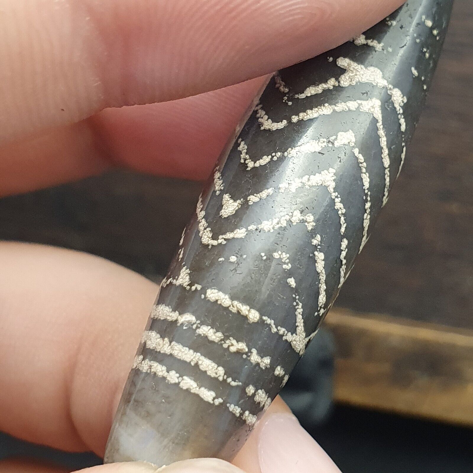 BD ET 26 HIMALAYAN Indo Tibetan Central Asian Etched Agate beads Decorated bead