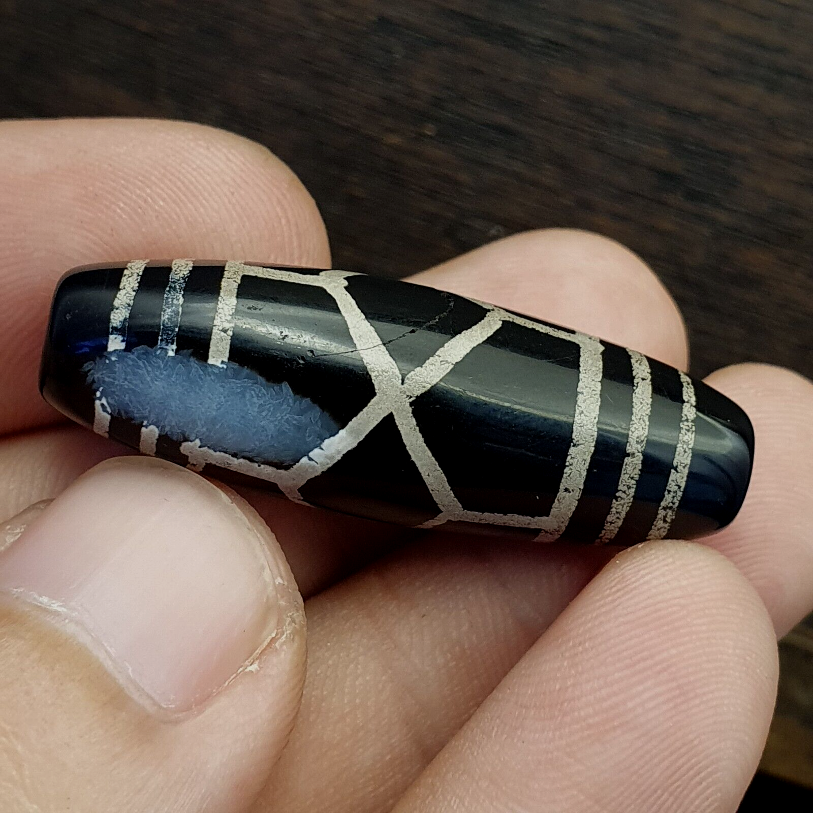 HIMALAYAN Indo Tibetan Central Asian Etched Agate beads Decorated bead BD ET 23