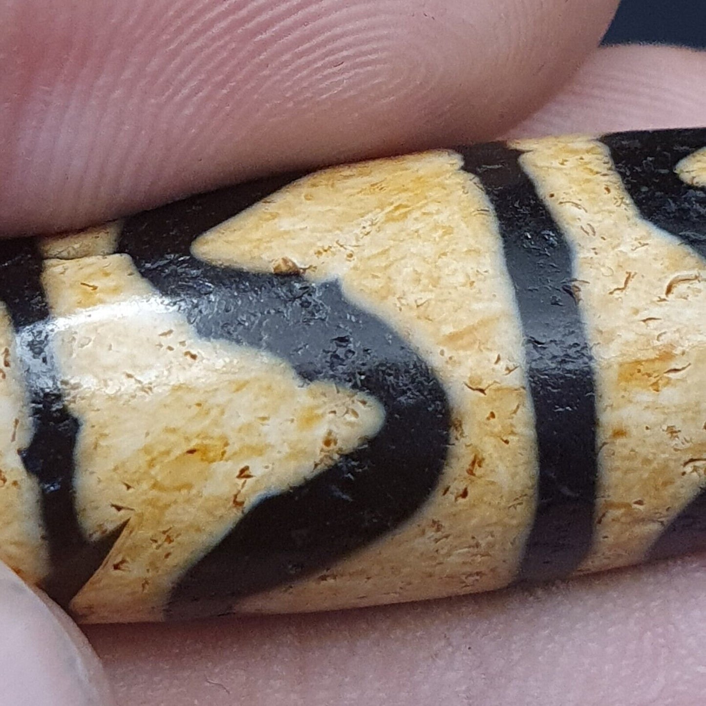 BD #112 喜馬拉雅印藏中亞蝕刻瑪瑙珠古董珠