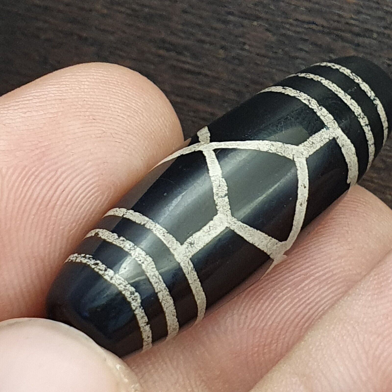 HIMALAYAN Indo Tibetan Central Asian Etched Agate beads Decorated bead BD ET 23