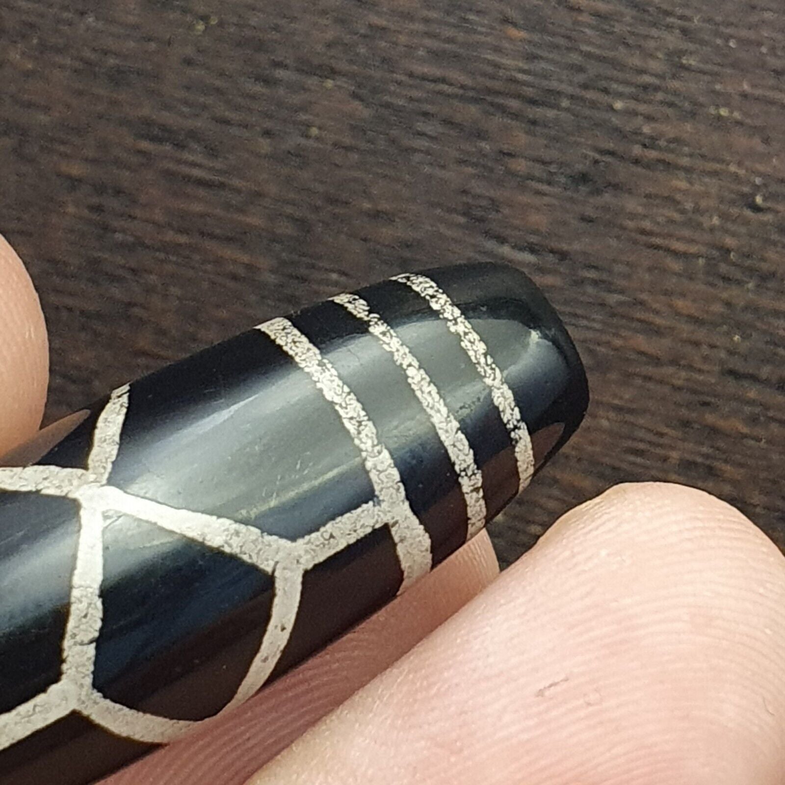 HIMALAYAN Indo Tibetan Central Asian Etched Agate beads Decorated bead BD ET 23