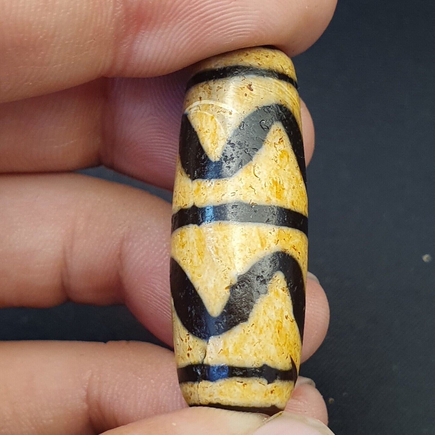 BD #112 喜馬拉雅印藏中亞蝕刻瑪瑙珠古董珠