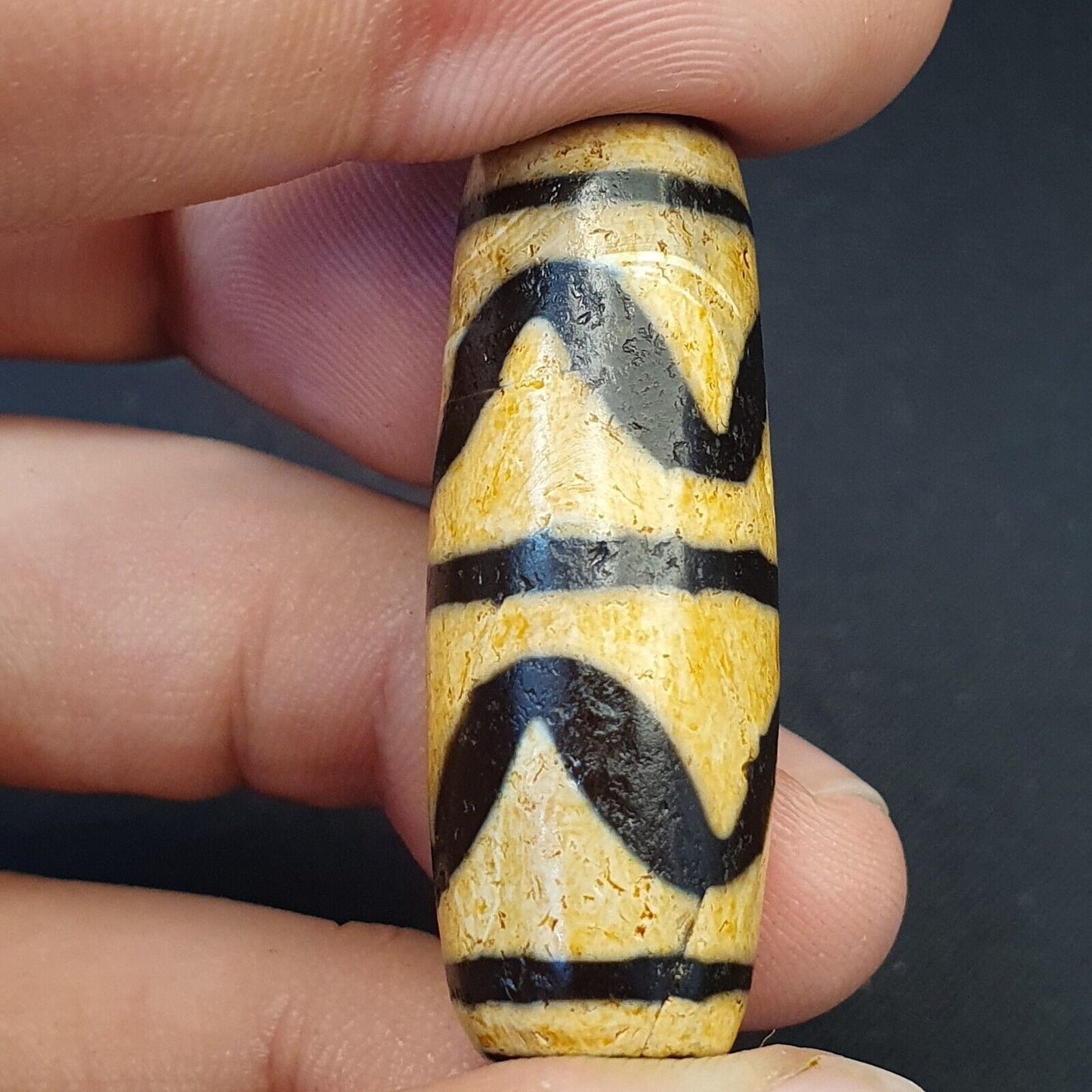 BD #112 喜馬拉雅印藏中亞蝕刻瑪瑙珠古董珠