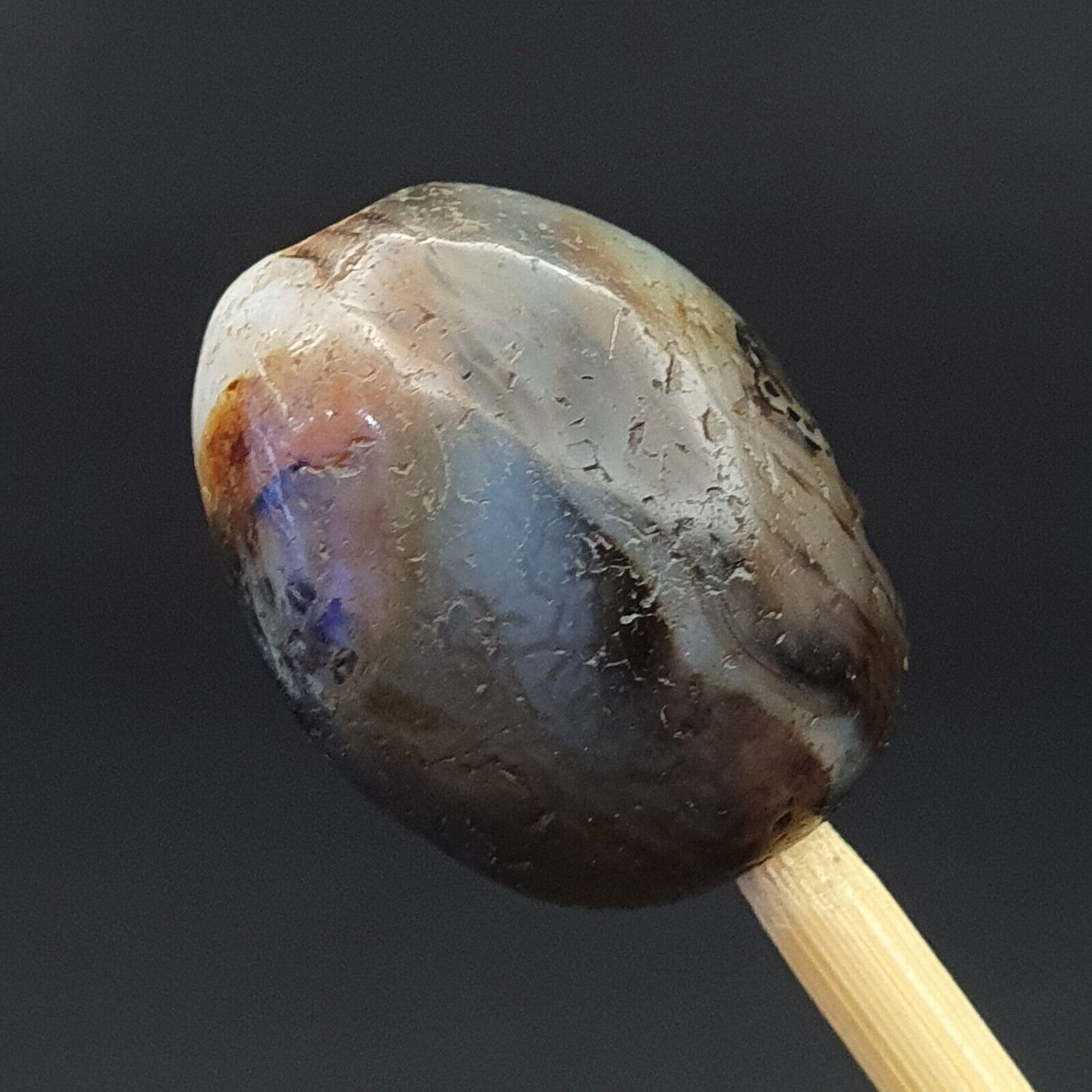 SL09 ancient old Antique Himalayan Indo Tibetan Eye Suleimany Bead