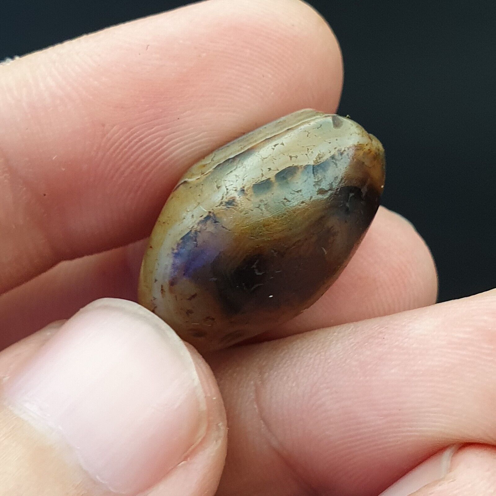SL014 ancient old Antique Himalayan Indo Tibetan Eye Suleimany Bead