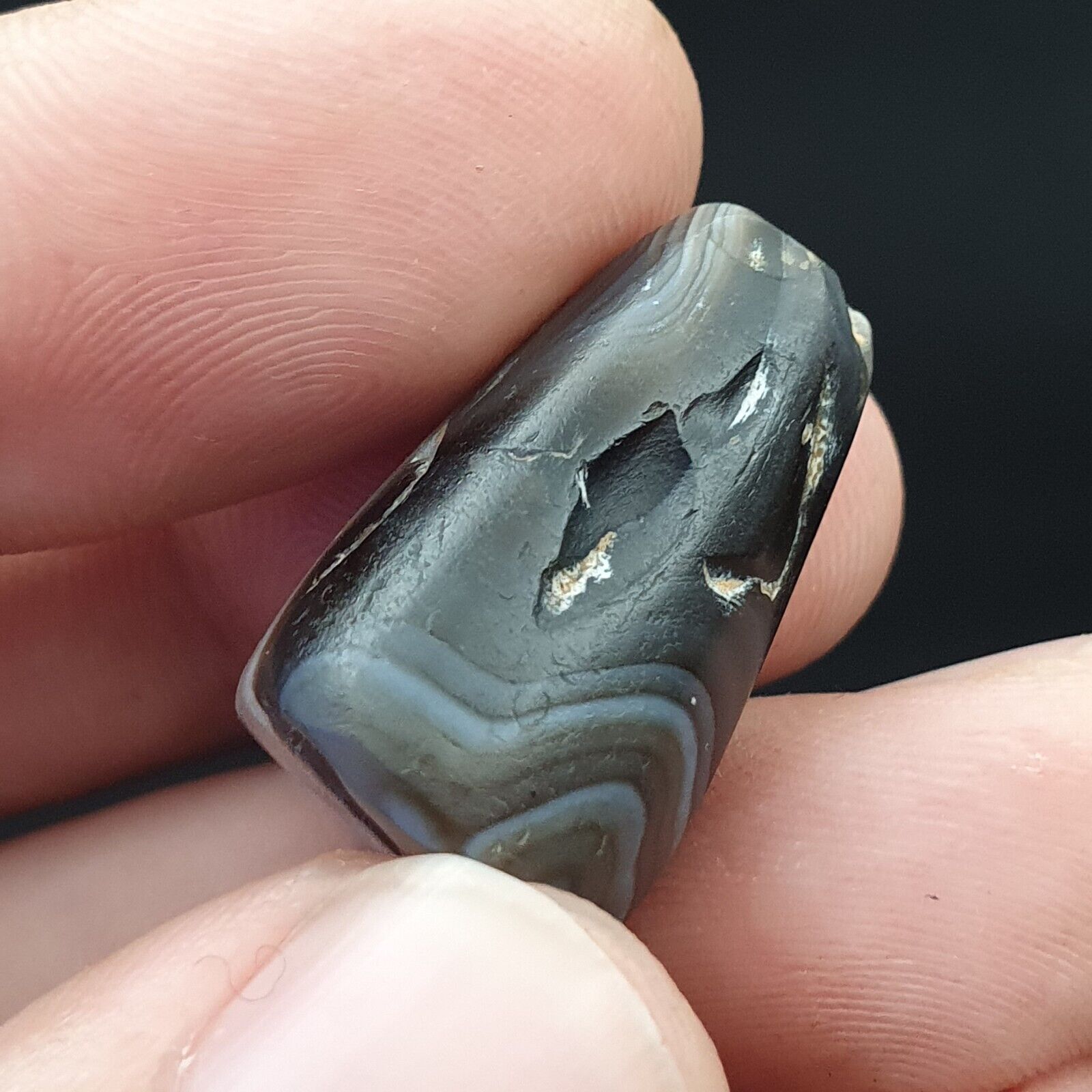 SL011 ancient old Antique Himalayan Indo Tibetan Eye Suleimany Bead