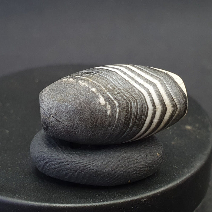 Antique Ancient Old Himalayan Soleimani Agate Bead Black and White SL021