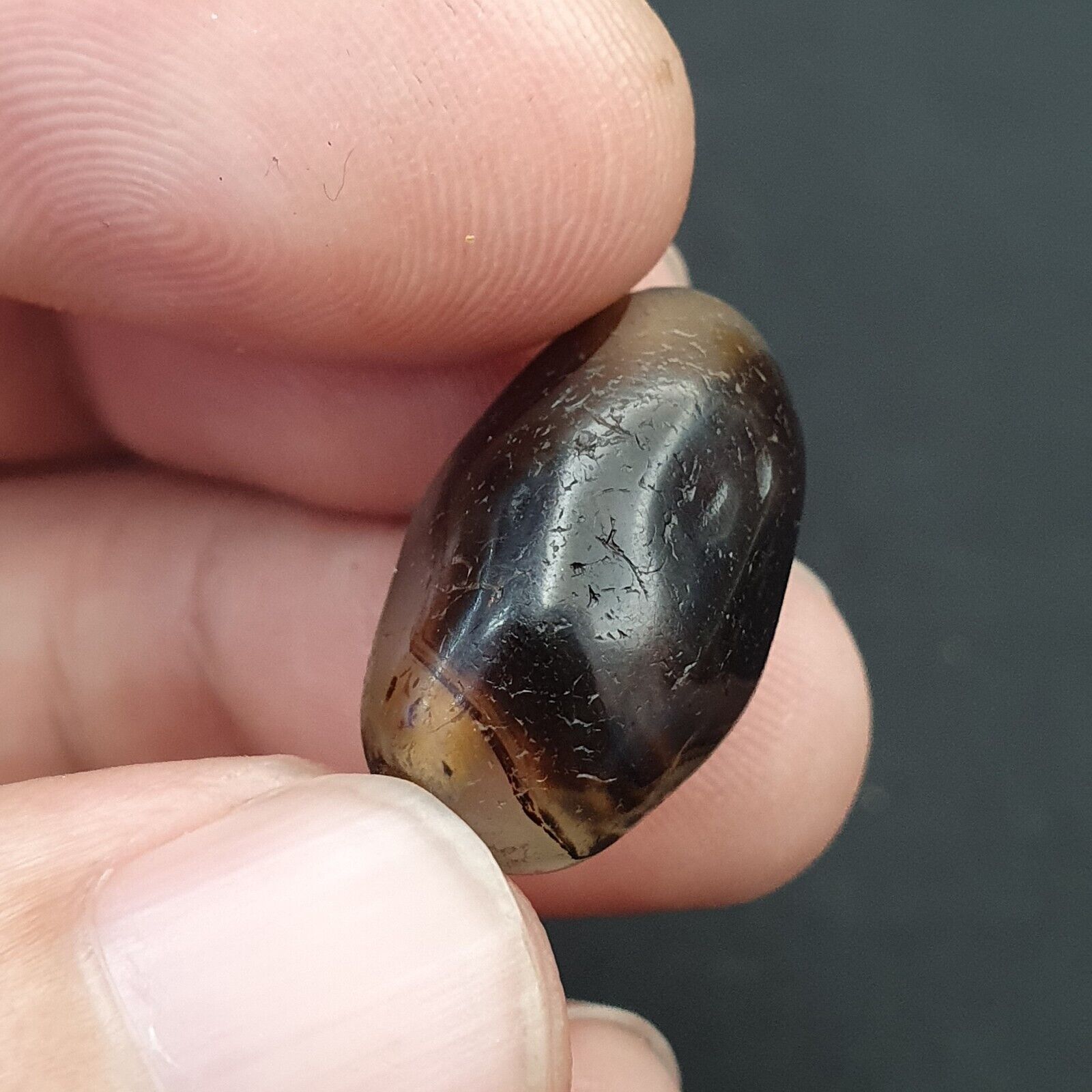 Antique Ancient Old Himalayan Soleimani Agate Bead Black and White  SL023