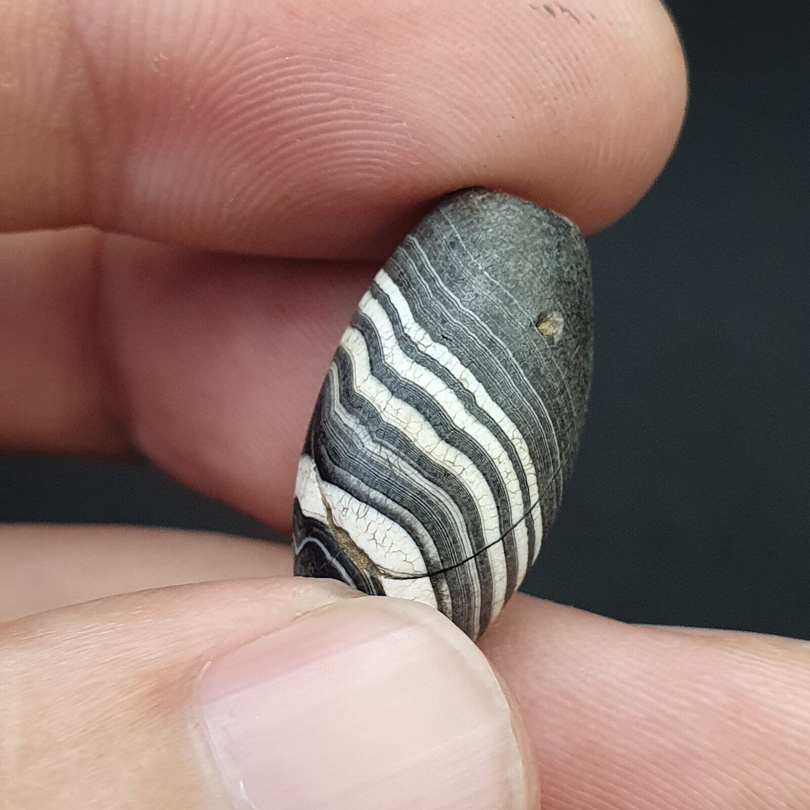 Antique Ancient Old Himalayan Soleimani Agate Bead Black and White  SL021