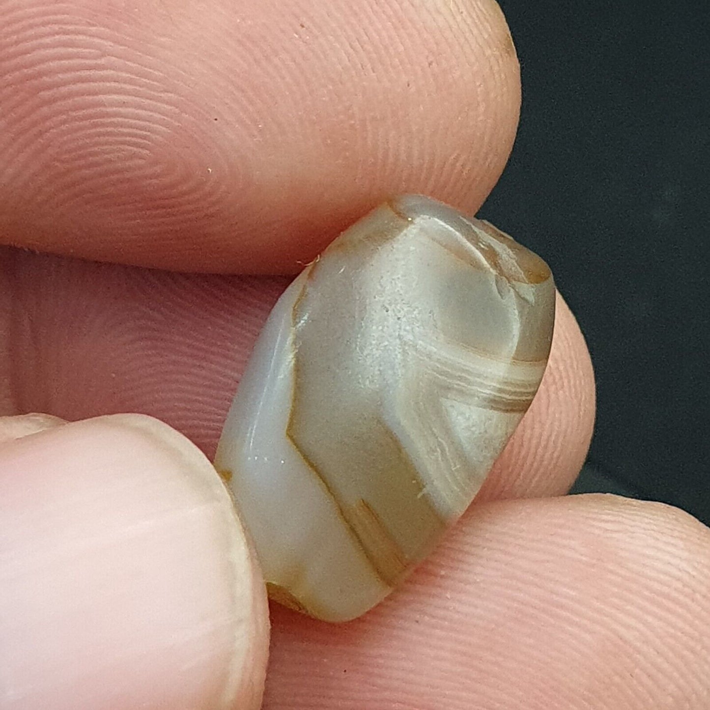 古董古老喜馬拉雅蘇萊曼尼瑪瑙珠黑白 SL026