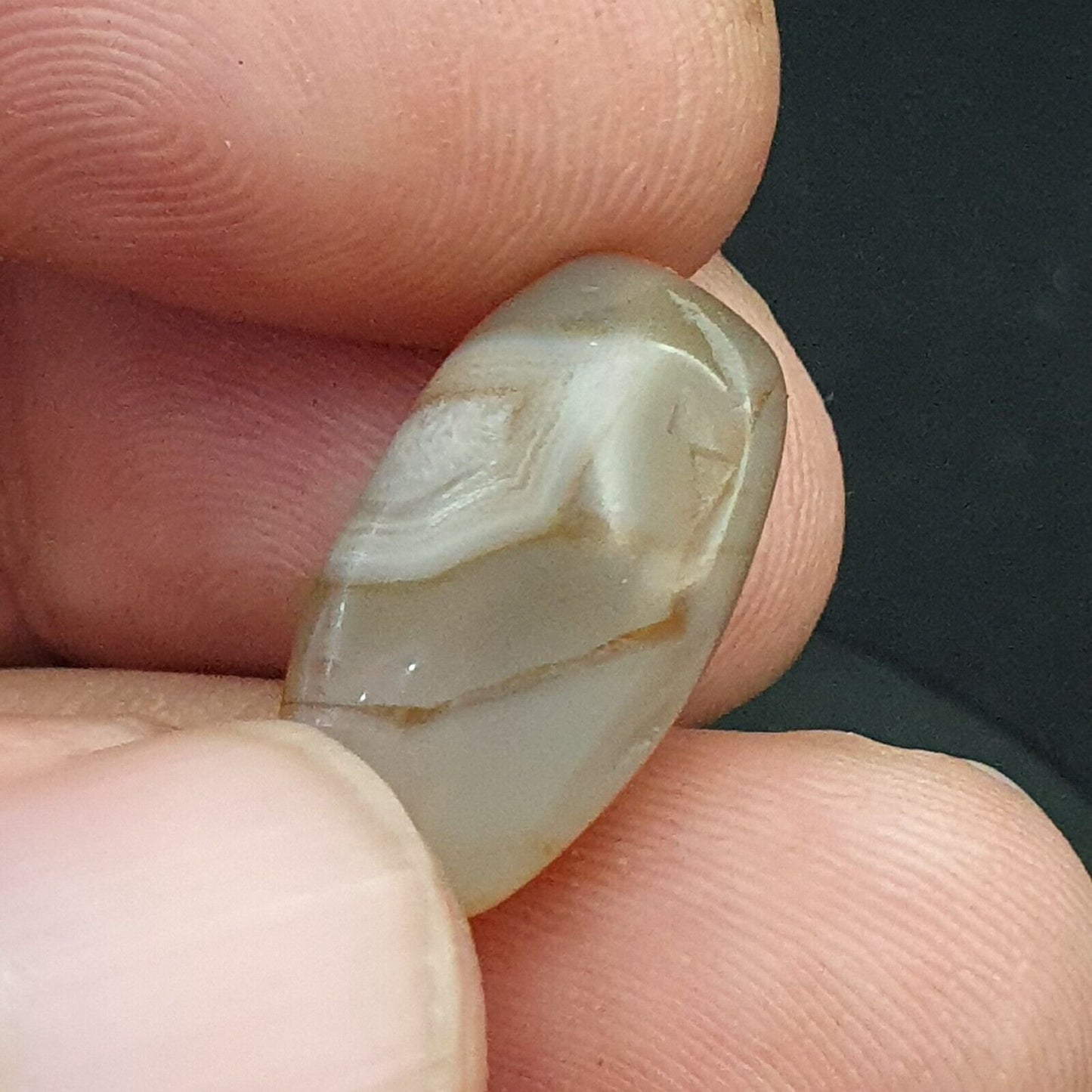 古董古老喜馬拉雅蘇萊曼尼瑪瑙珠黑白 SL026