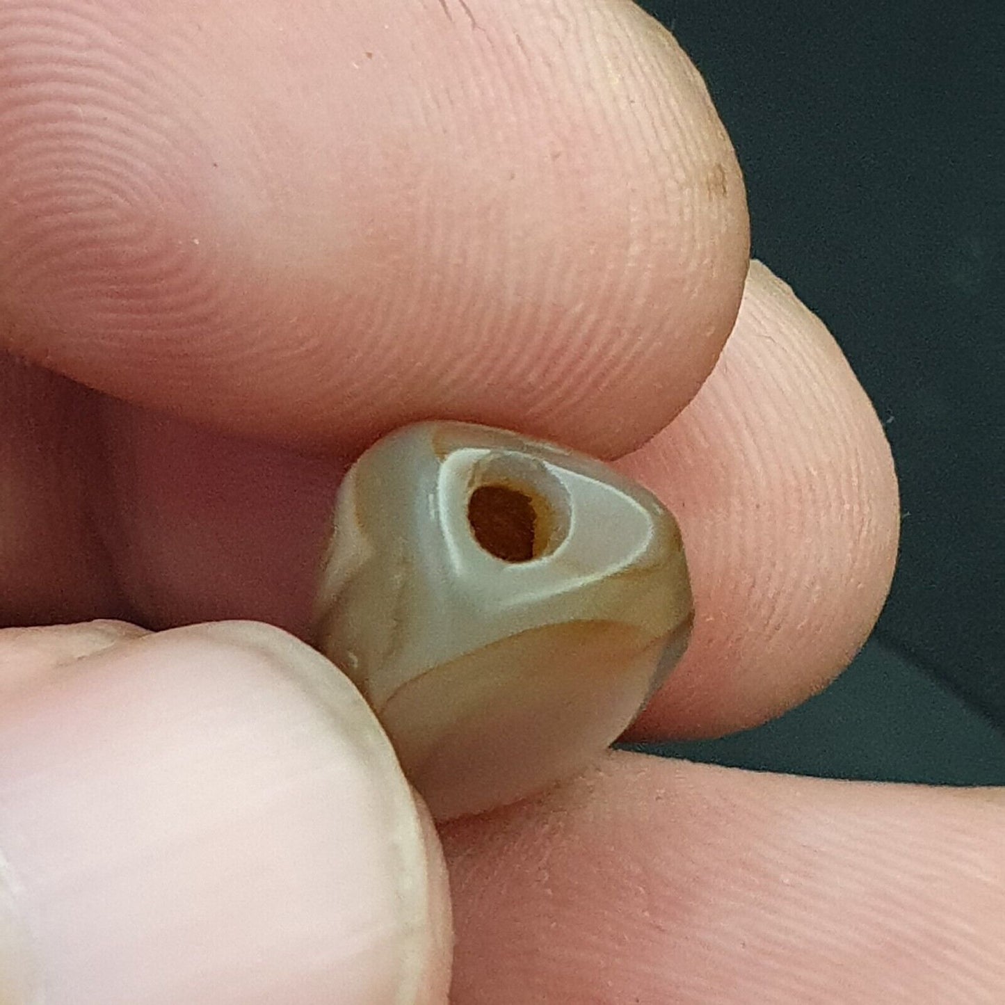 古董古老喜馬拉雅蘇萊曼尼瑪瑙珠黑白 SL026