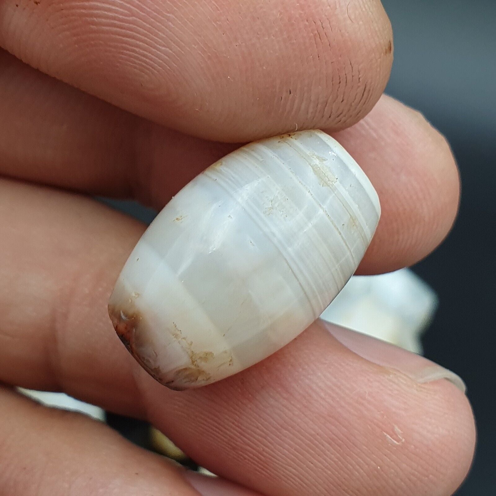 Lot 11 Antique Ancient Old Yemeni Soleimani Agate Bead White Agate   SL030