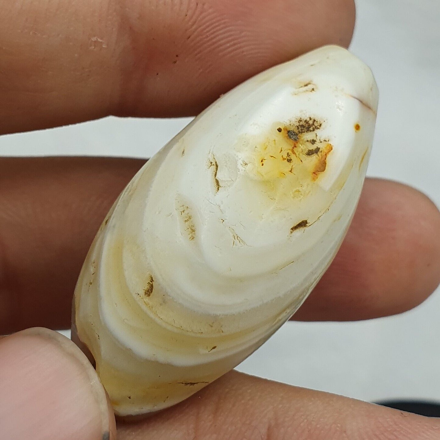 批次 5 古董古代老薩非蘇萊曼尼瑪瑙珠白瑪瑙珠 SL032