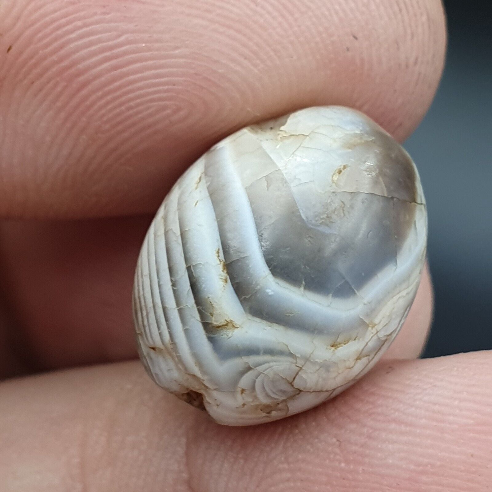 Lot 3 Antique Ancient Old Yemeni Soleimani Agate Bead White Agate   SL031