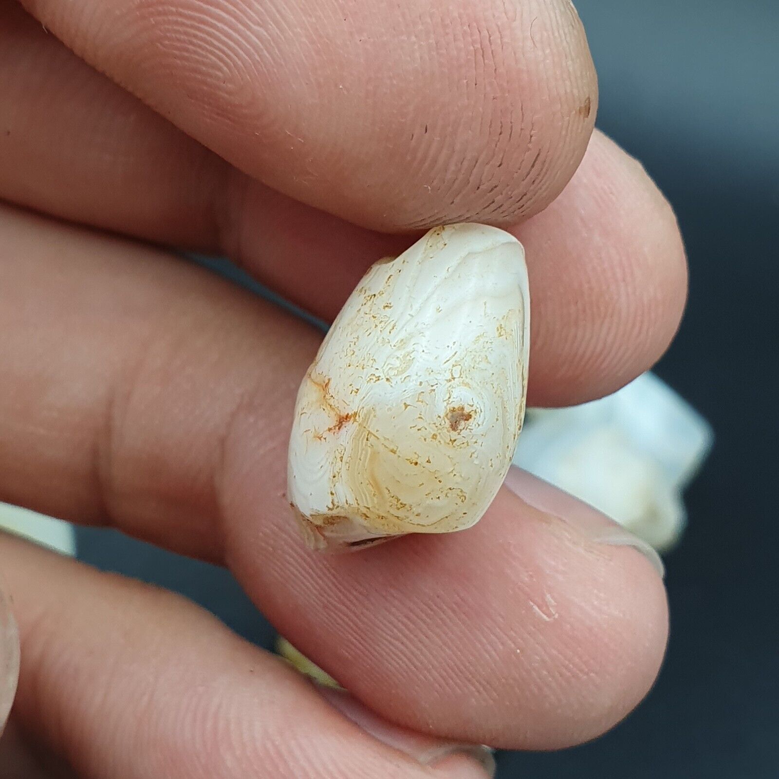 Lot 11 Antique Ancient Old Yemeni Soleimani Agate Bead White Agate   SL030