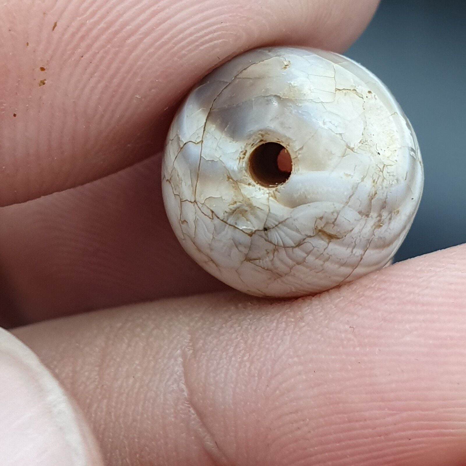 Lot 3 Antique Ancient Old Yemeni Soleimani Agate Bead White Agate   SL031