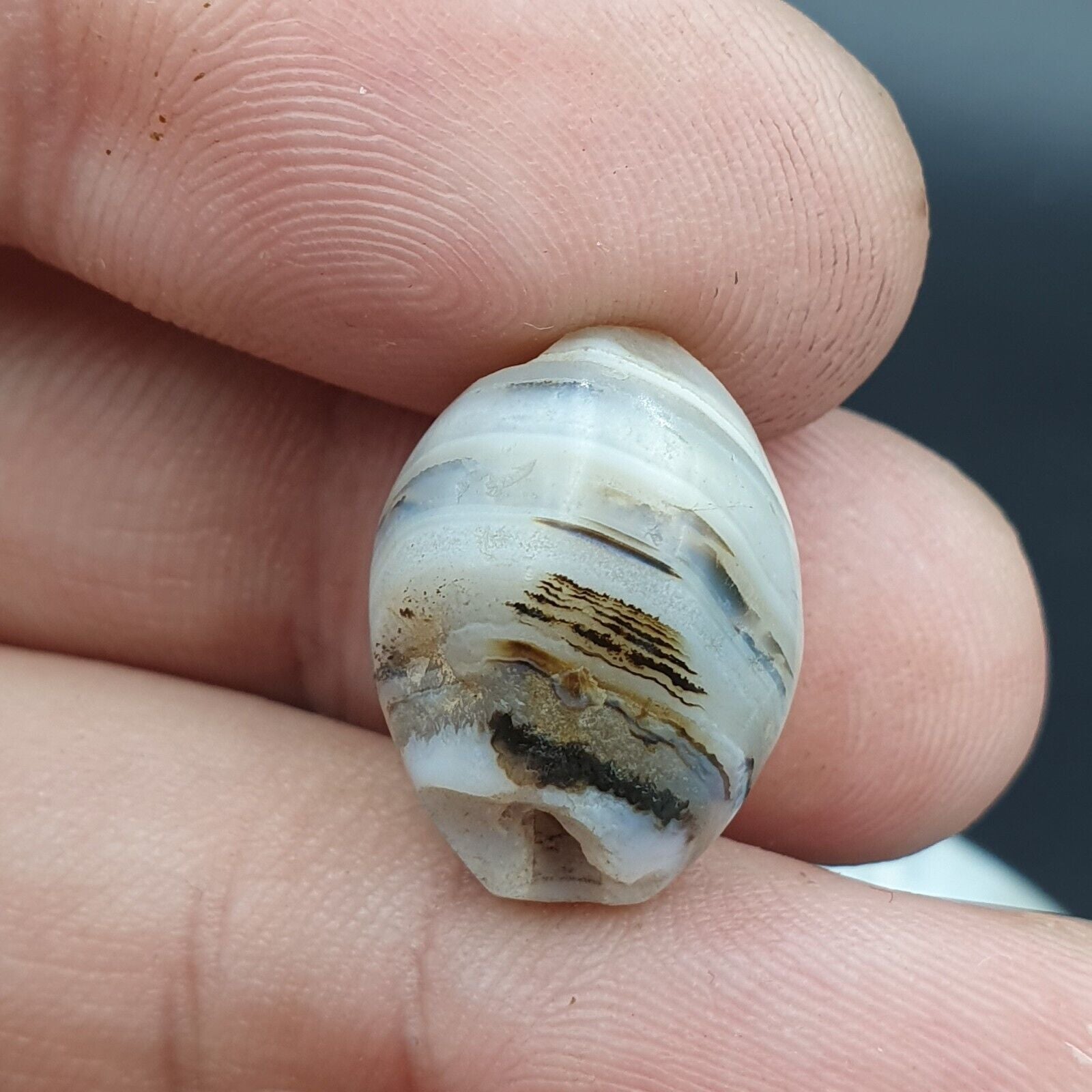 Lot 11 Antique Ancient Old Yemeni Soleimani Agate Bead White Agate   SL030