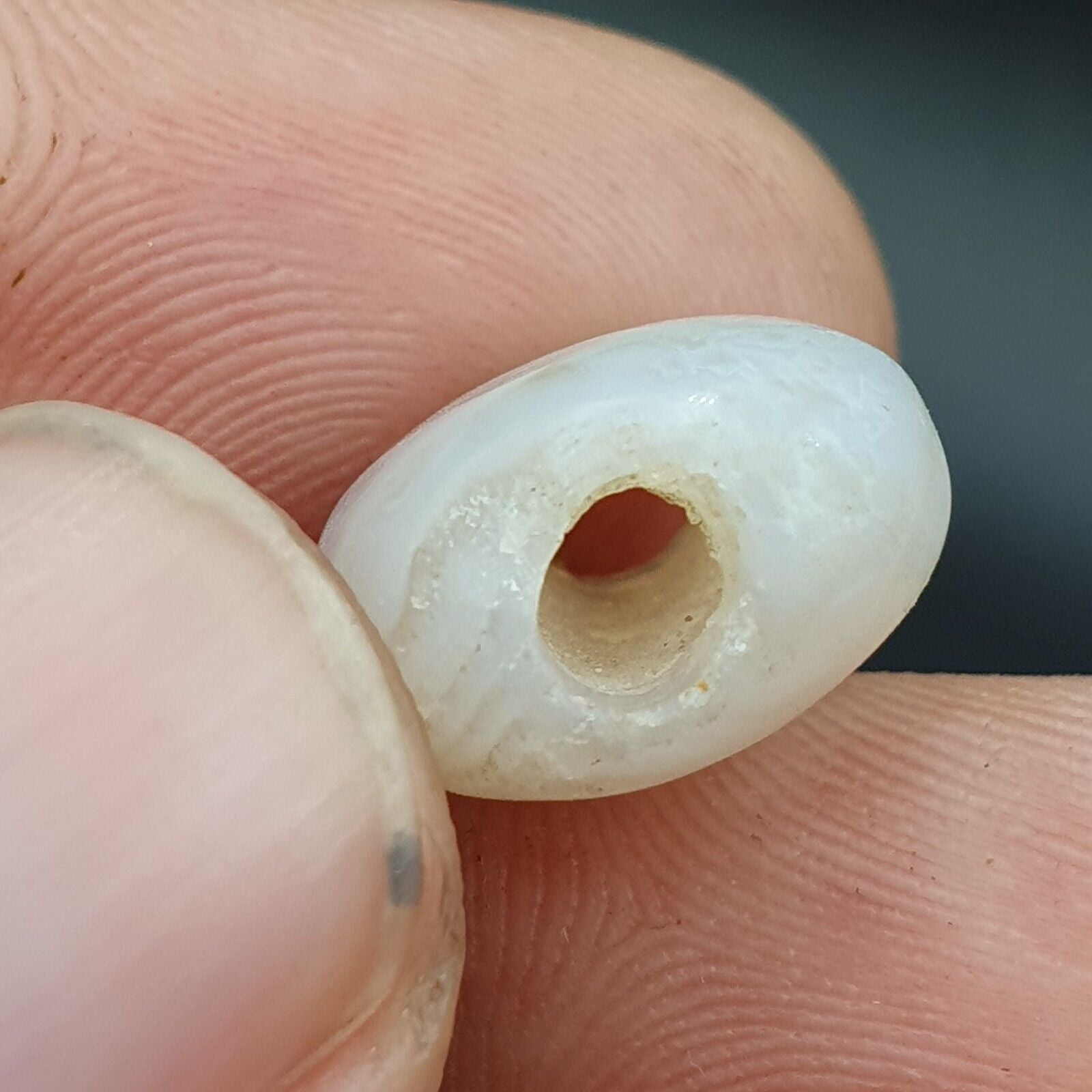 Lot 3 Antique Ancient Old Yemeni Soleimani Agate Bead White Agate   SL031