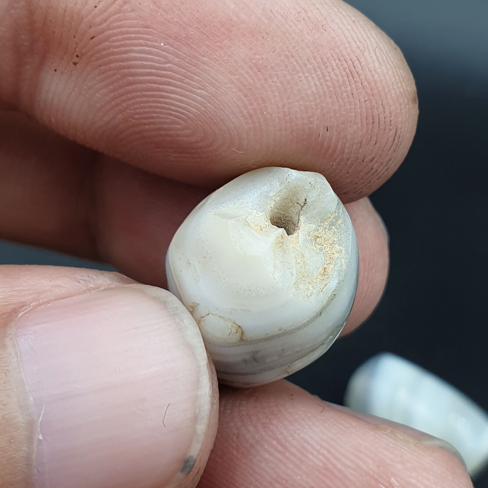 Lot 11 Antique Ancient Old Yemeni Soleimani Agate Bead White Agate   SL030